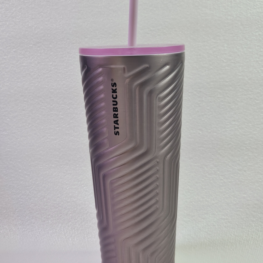 Starbucks Silver Tumbler with Pink Lid